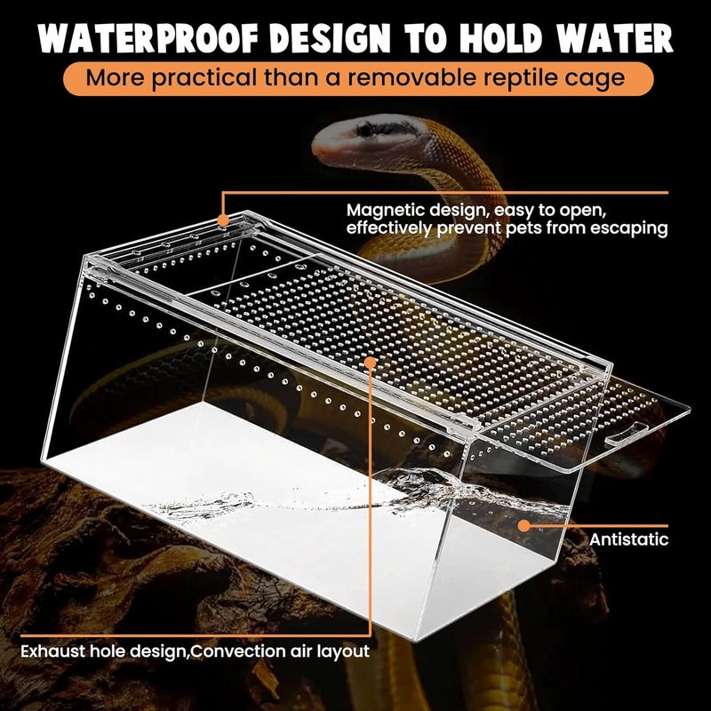 smartang Reptile Tank Enclosure with Magnetic Button.12*8*6"Thicken Snake Enclosure Cage,Cross Ventilation Reptile Terrarium,5 Gallon Acrylic Enclosure Tarantula Enclosure for Snake,Hermit Crab,Frog,Tortoise - Image 4